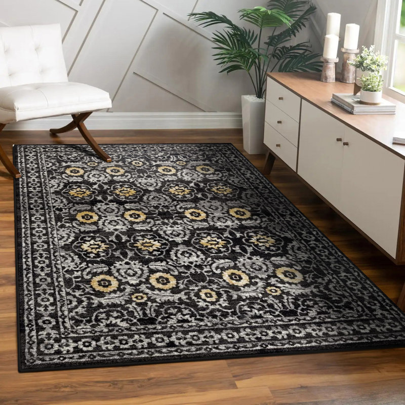 Tapis d'intérieur / extérieur gris Ketilfrith, Rectangle 8 pi x 10 pi