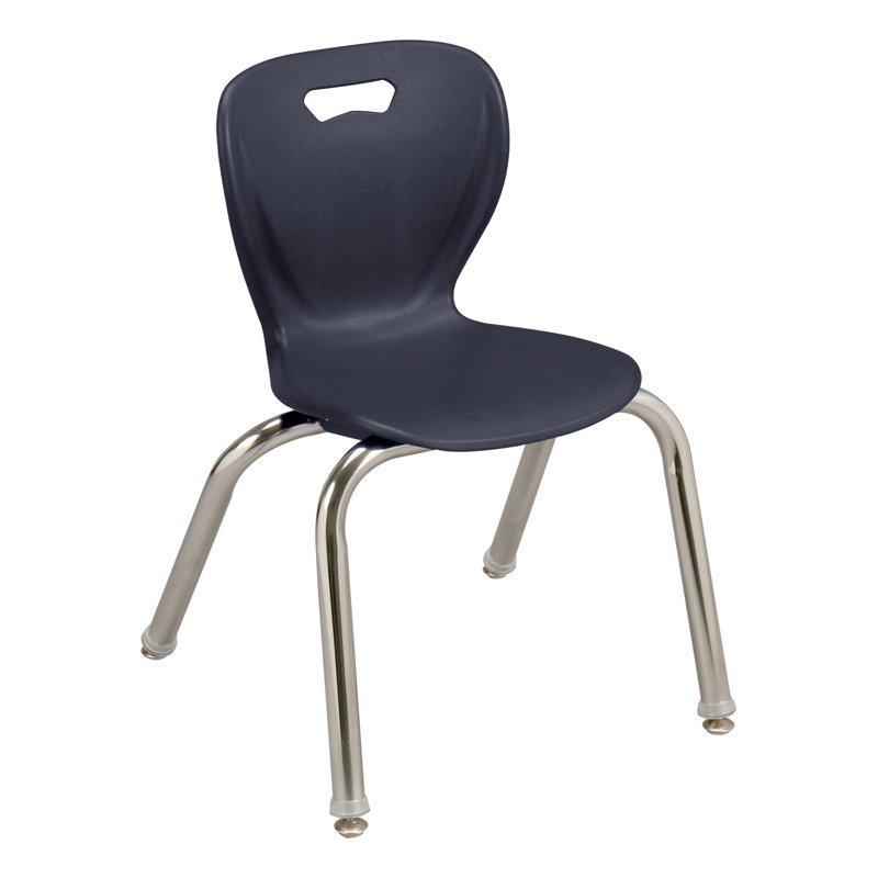 Chaises de classe empilables en plastique avec sièges profilés Shapes Series (ensemble de 4), Bleu marine, 14 po