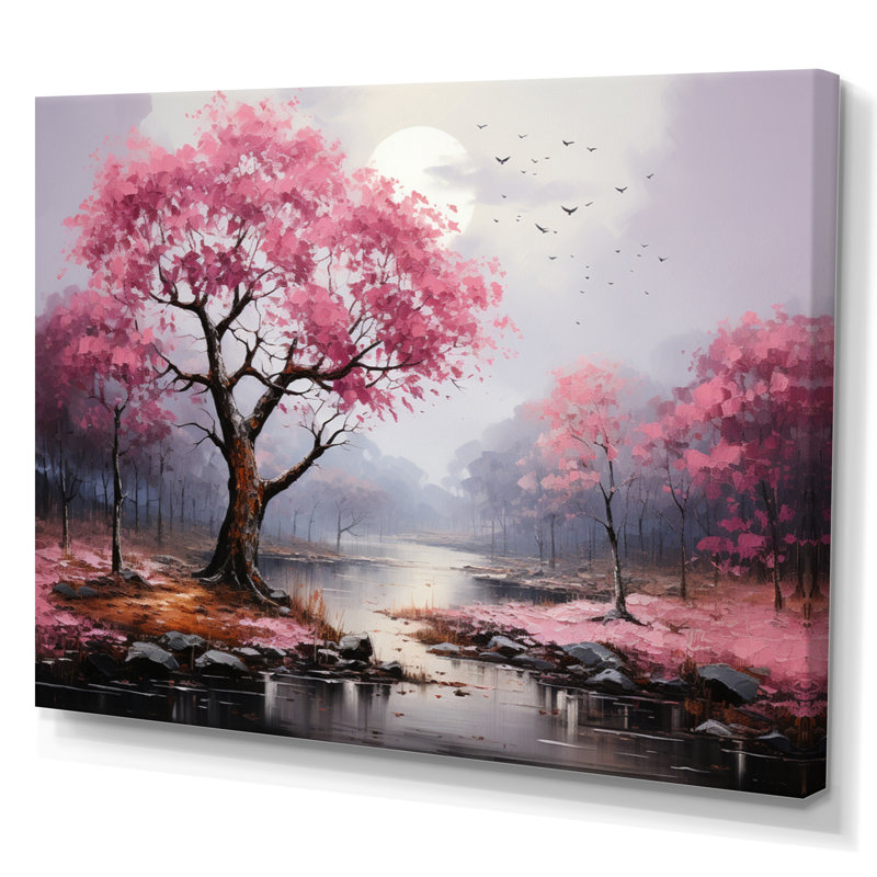 Bethy Pink Forest Eernal Resilience Pointillism - impression, H 12 po x l 20 po x P 1 po, Toile tendue