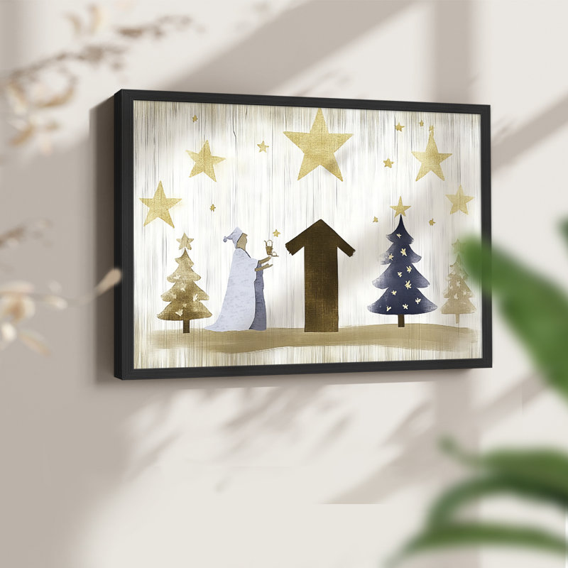 Chirstmas Art-V -Framed Print - Restickable, 8" H x 10" W, Black