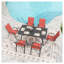 Ensemble de chaises de salle à manger d'extérieur 6 pièces avec sièges ergonomiques, structure en fer résistant à la rouille, noir et rouge