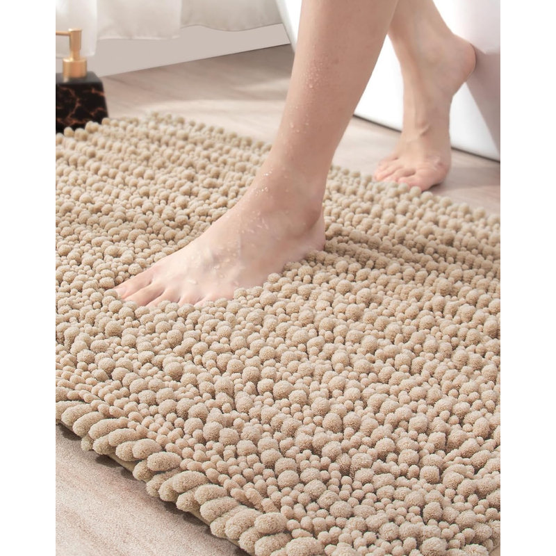 Egista Microfiber Non-Slip Bath Rug, 16" W x 24" L, Brown