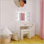 Élégant meuble-lavabo avec lumières DEL réglables, miroir rotatif et amplement de rangement pour les chambres à coucher modernes