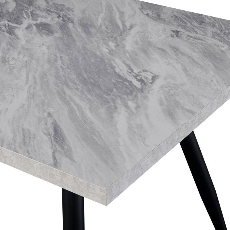 150cm Marble Effect Dining Table Set With 4 Quilted Velvet Chairs, Green