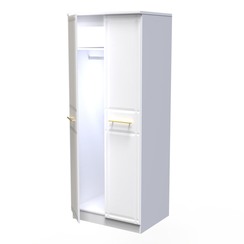 Fully Assembled 2 Door Wardrobe, White Ash