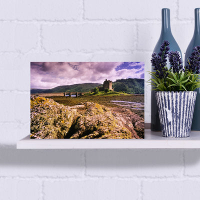 Landscape With Eilean Donan Castle And Bridge, Highlands, Scotland, Uk Contemporary Architecture Landscape Wall Art