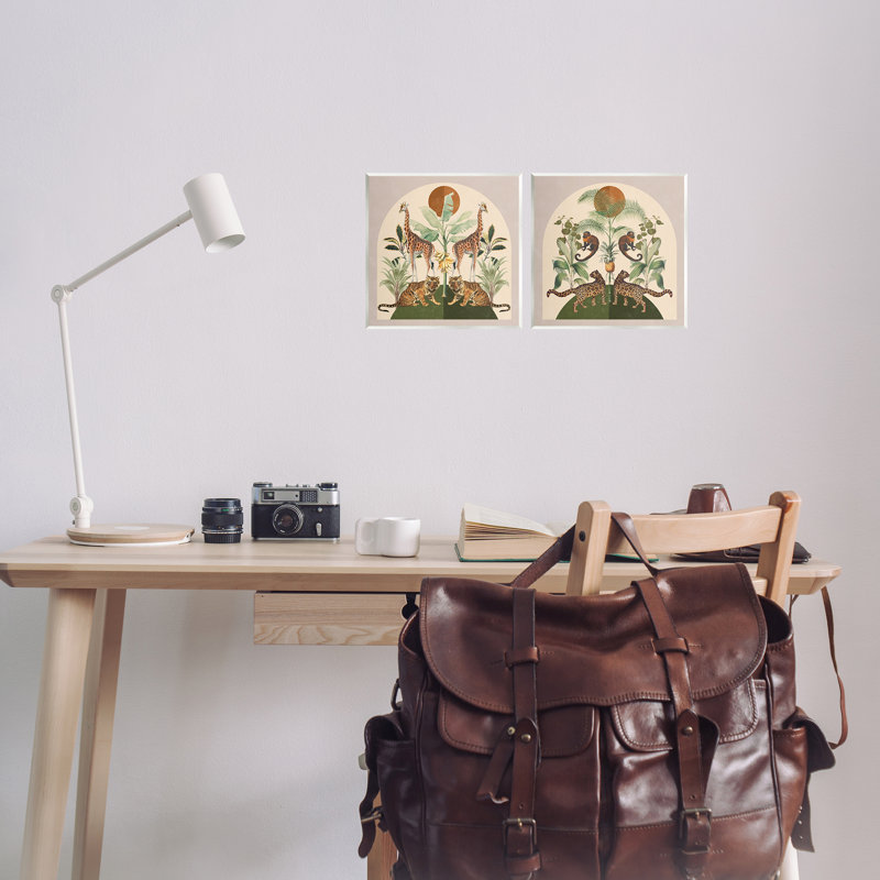 «Jungle Animals Foliage Illustration», ensemble de 2 plaques murales par Victoria Barnes