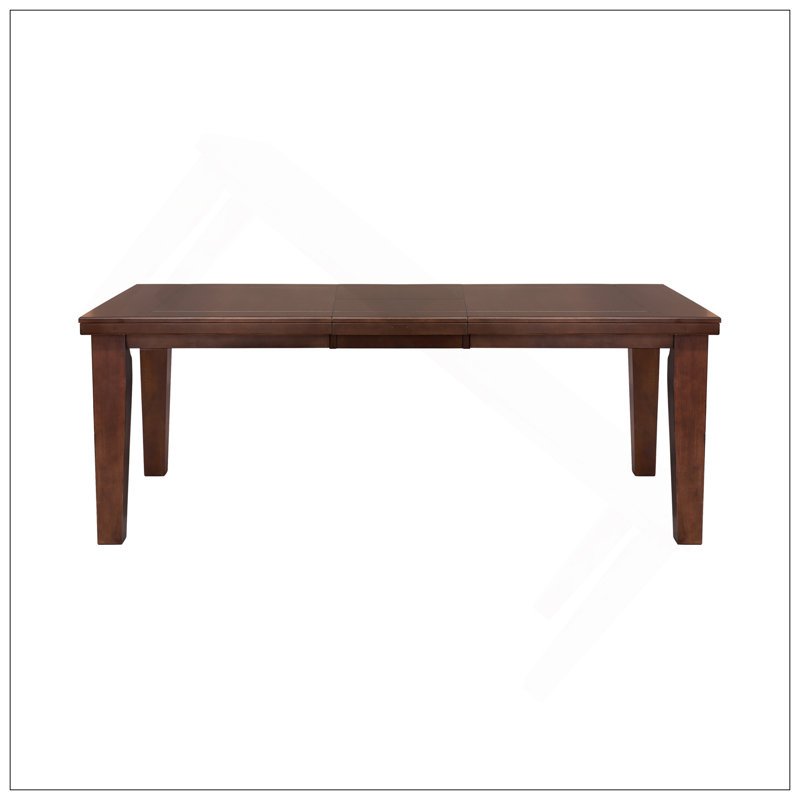Table de salle à manger rectangulaire 1 pièce en chêne foncé avec rallonge de rangement en bois