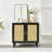 Side Panel Buffet Cabinet With Natural Rattan Door, Rattan Storage Cabinet With Adjustable Shelves, Side Panel And Buffet With Storage Space, Modern Console Cabinet In Bedroom And Living Room