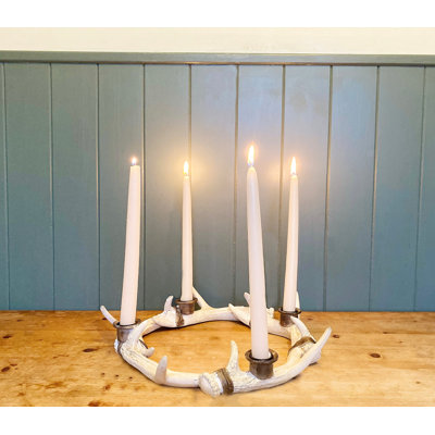 Wood Tabletop Candlestick with Candle Included