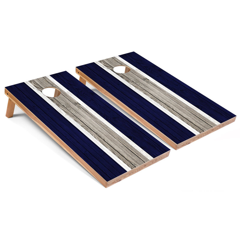 Panneaux de cornhole rayés à thème 2 'x 4' avec lumières DEL, Rayures bleu marine