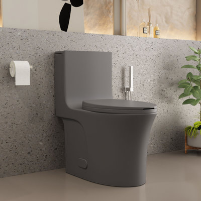 One-Piece 0.8/1.28 GPF Dual Flush Elongated Toilet In Seat Included