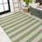 Cino Two-Tone Wide Stripe Green/Cream Indoor/Outdoor Rug-69806594