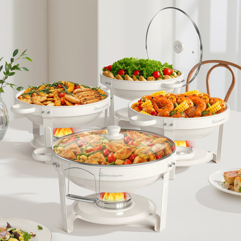Ensemble de vaisselle chauffante 5QT pour buffet avec couvercle en verre (ensemble de 4)
