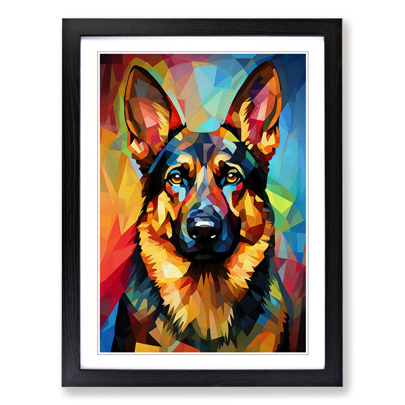 German Shepherd Orphism - Framed Print, Black, 46cm H x 34cm W x 2cm D