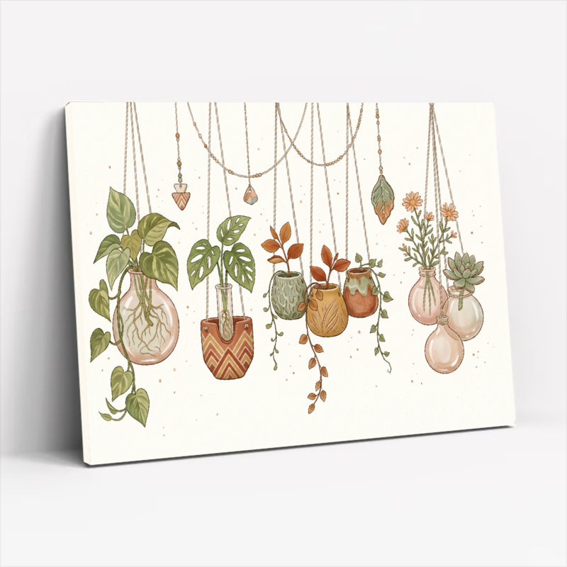 Ensemble de 1 tableau sur toile représentant des plantes suspendues, 16"H x 24"W, Wrapped Canvas