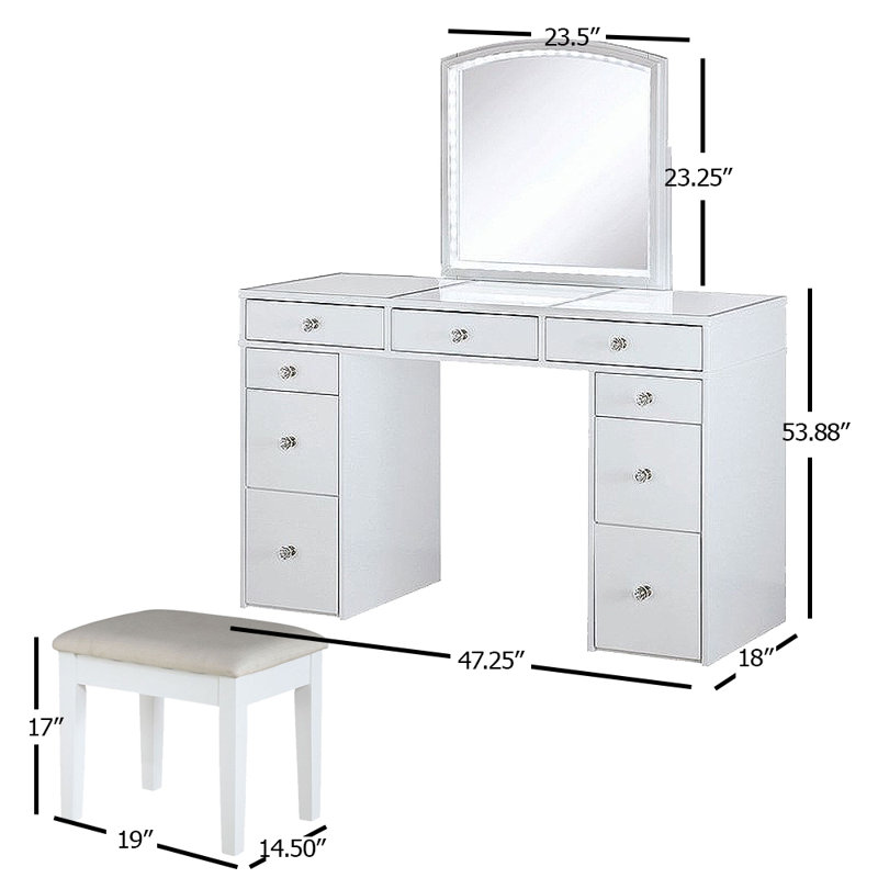 Coiffeuse avec tabouret et miroir Ventimiglia