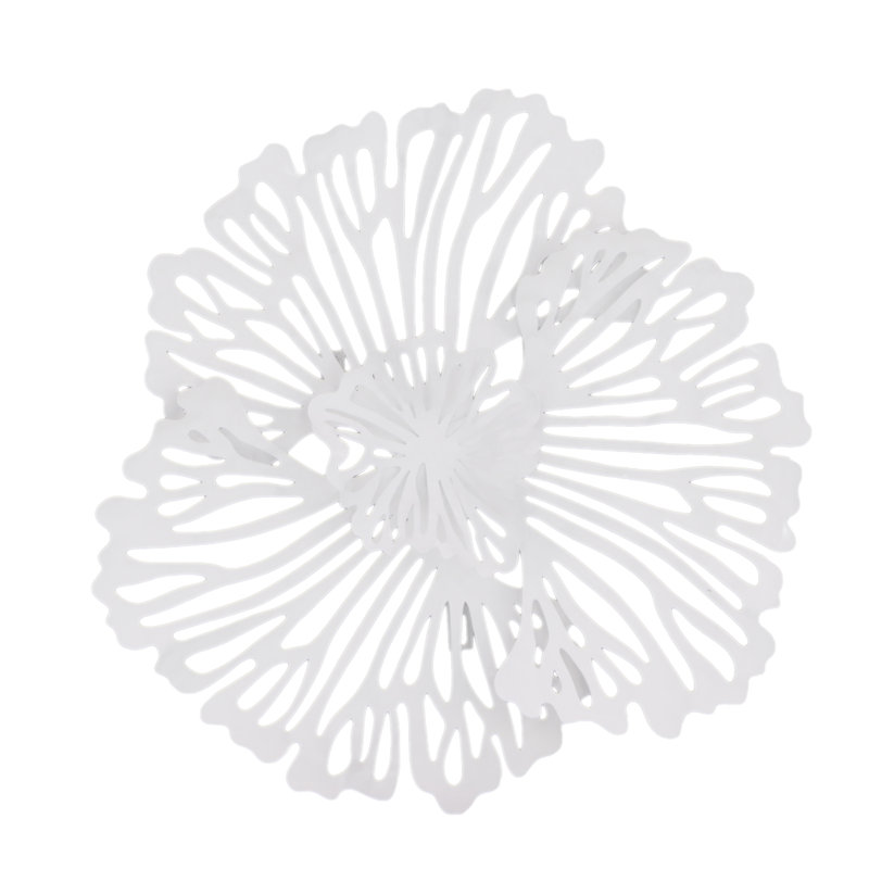 Art mural fleur très petit en métal, Blanc
