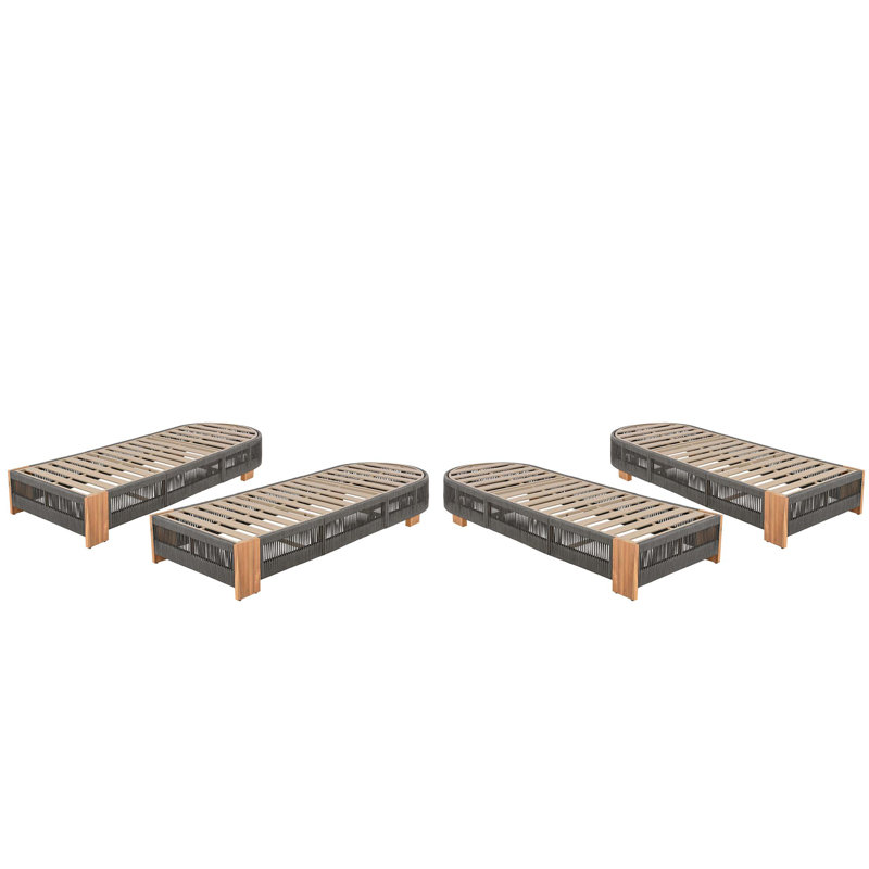 Outdoor Acacia Wood Patio Adjustable Lounge Chair Set of 4- Uncushioned for Backyard Pool Garden, Gray