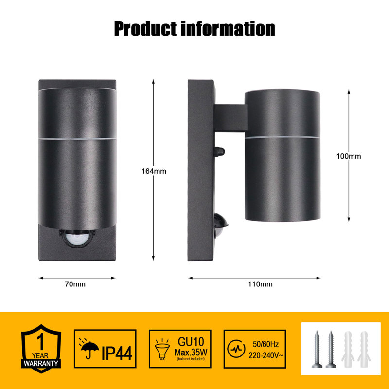 2 - Bulb Outdoor Sconce, Matte Black