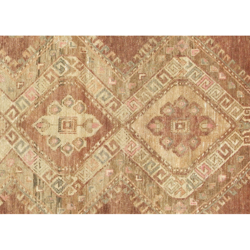 One-of-a-Kind Hand-Knotted 1960s 5'7" x 12'4" Runner Wool Area Rug in Brown/Beige