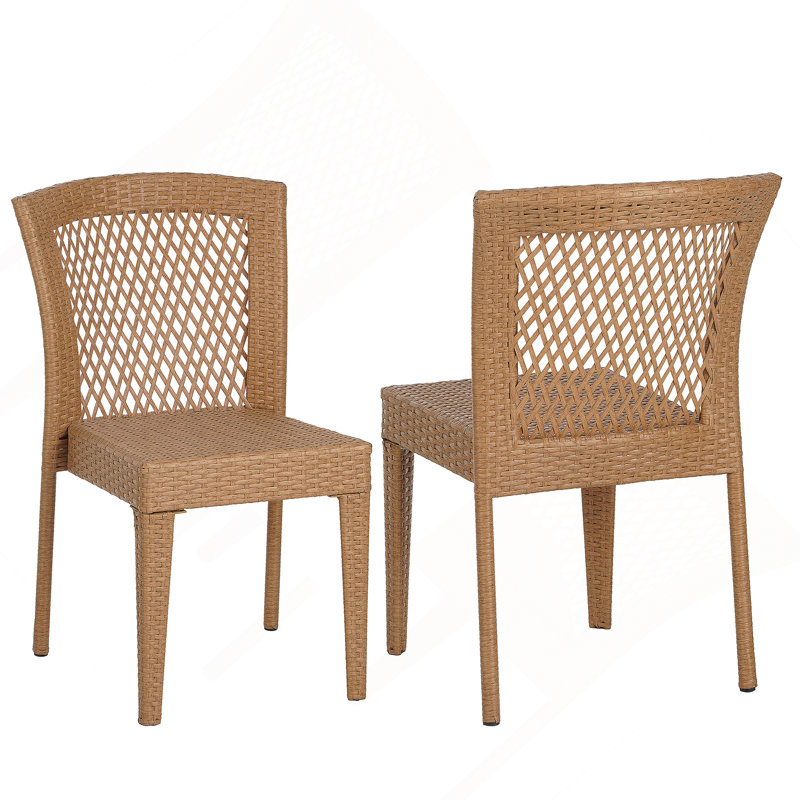 Chaise longue Farley empilable, ensemble de 2, brun clair, Marron clair