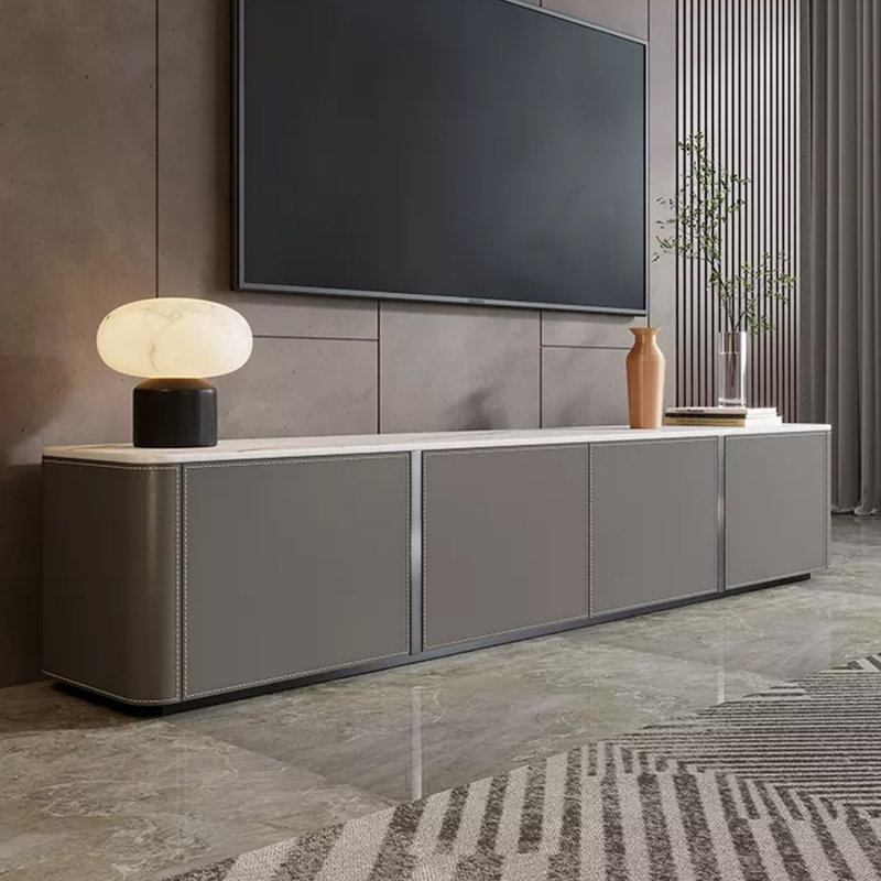 Meuble télé moderne en bois massif gris, H 17,72 po x L 15,75 po x l 78,74 po