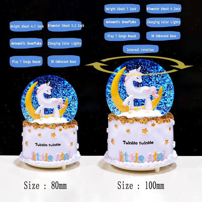 Rainbow Unicorn Snow Globe