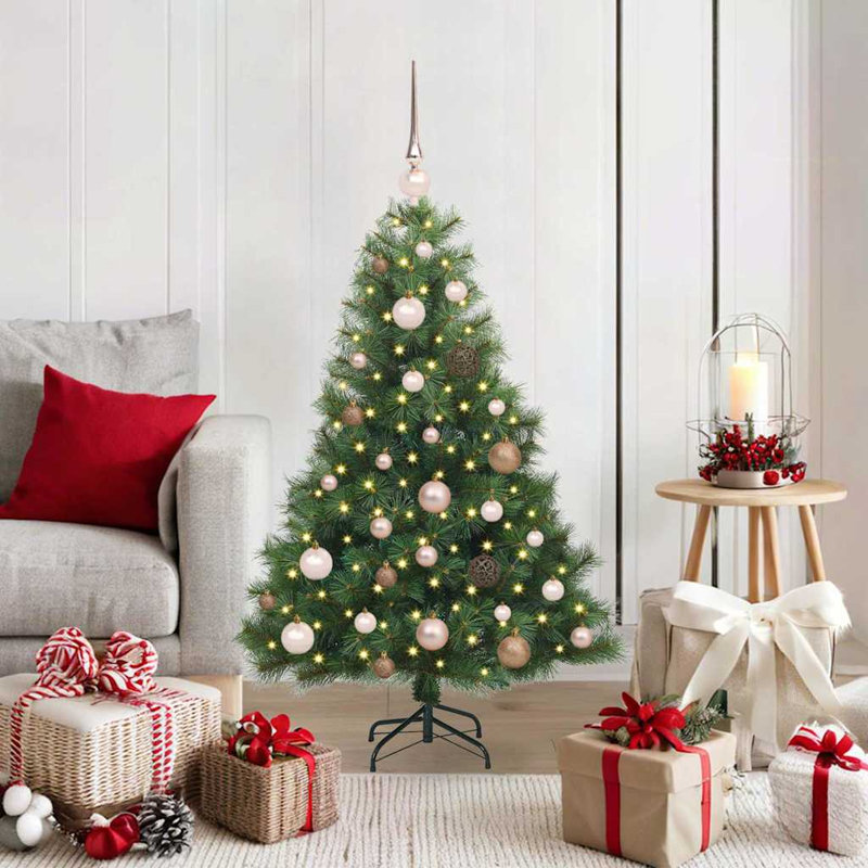  Artificial Christmas Tree with 150 LEDs Green PE and PVC, 3.94' H, Cooper