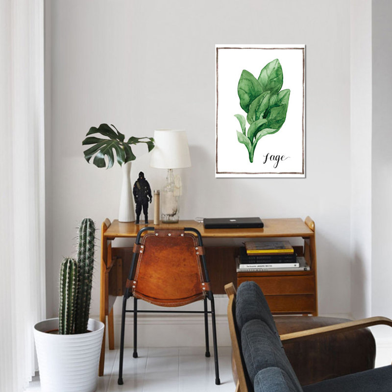 « aquarelle herbes vi », impression sur toile, H 18 po x l 12 po x P 1,5 po, Toile tendue, Pas de tapis
