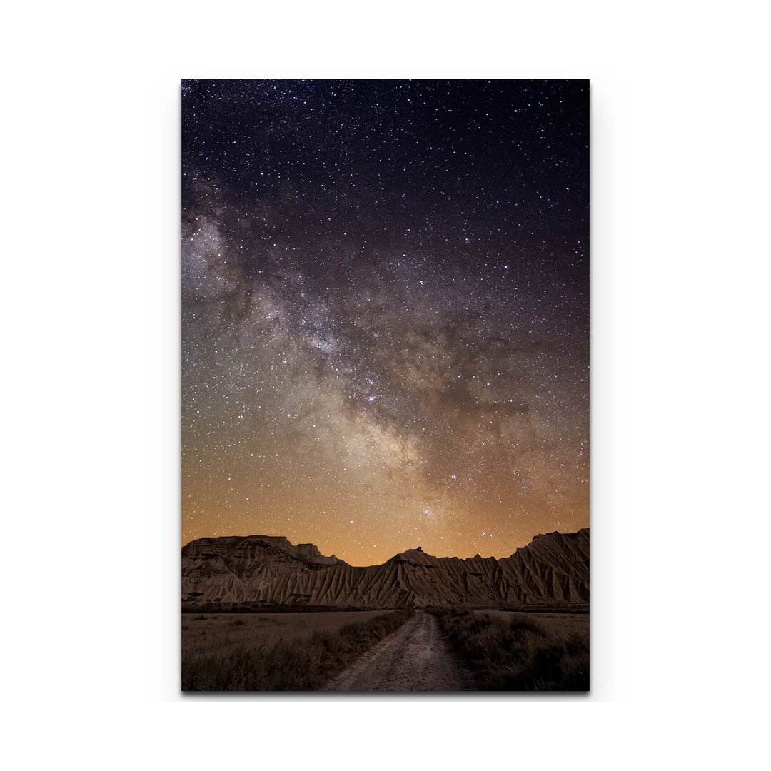 Leinwandbild Milchstraße über der Wüste von Bardenas - Spanien