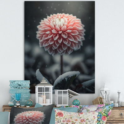 A Blooming Pink Dahlia Flower in Winter III - Graphic Art on Canvas -  Red Barrel Studio®, FEE0032437034A018E7B3660AC5C3A86