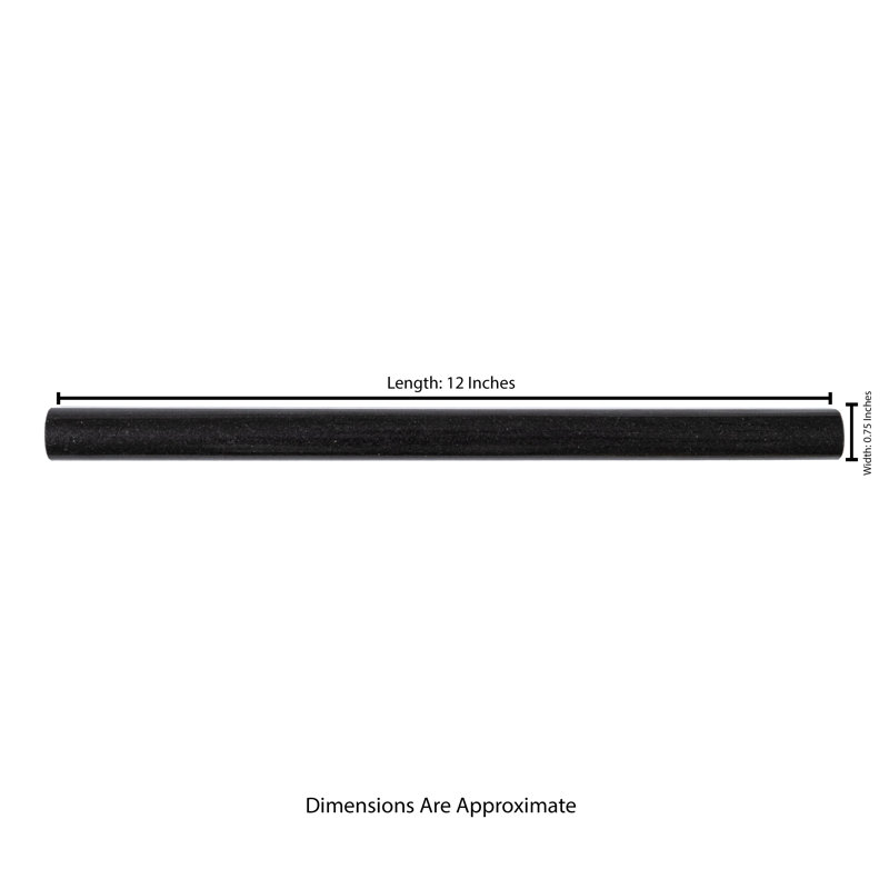 12" x 0.75" Granite Pencil Liner Tile Trim in Black