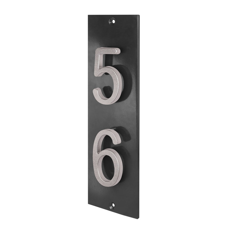 Plaque d'adresse verticale flottante en aluminium Royal Shade - numéros de maison à 2 chiffres personnalisés pour les espaces intérieurs et extérieurs