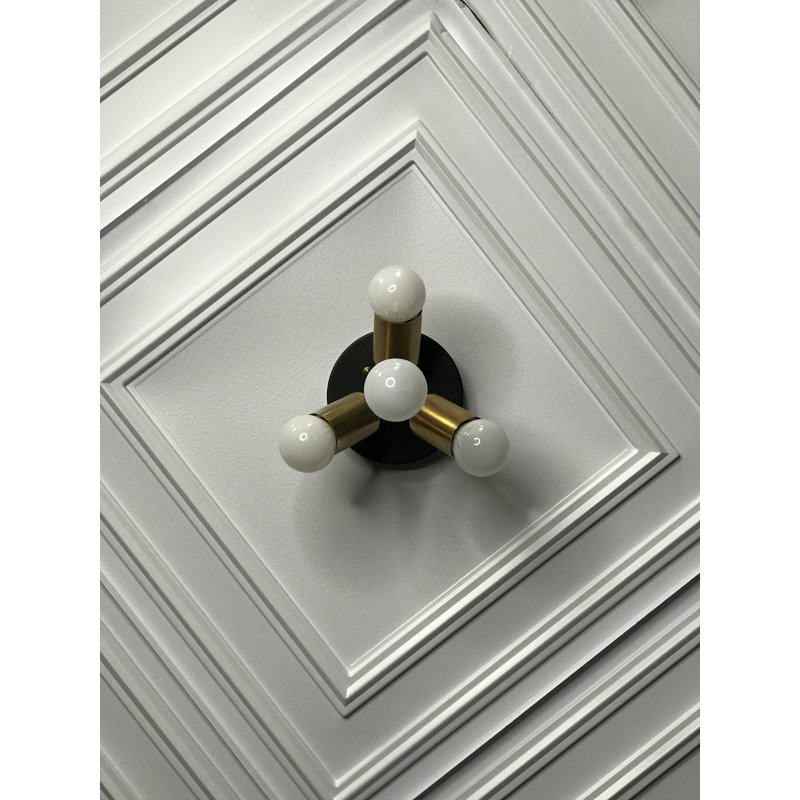 Plafonnier semi-encastré 6,5 po 4 lumières Nyle, Noir / Laiton