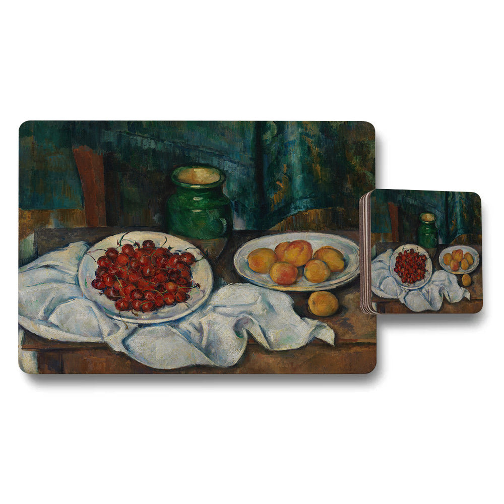 Still Life Fruit Placemat And Coaster Set For Table Decor