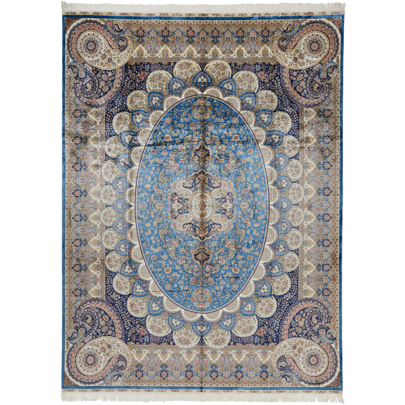 Tapis turc bleu et beige 9 x 12