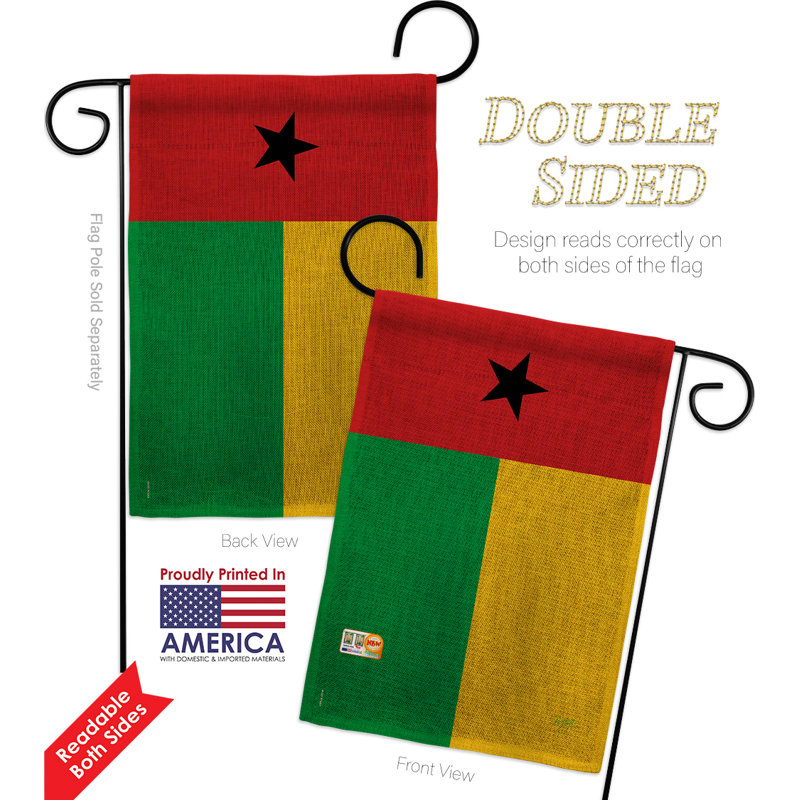 Polyester 2 côtés 18,5 x 13 po guinée bissau drapeau de jardin