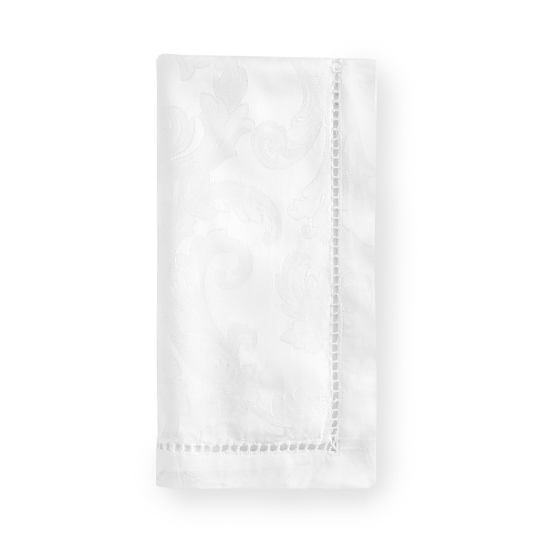 Acanthus Cotton Square Napkins, White