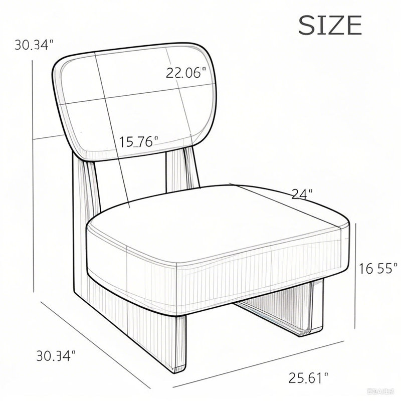 Ensemble de 2 chaises longues d'appoint rembourrées en polyester avec base en bois, Gris, Noyer