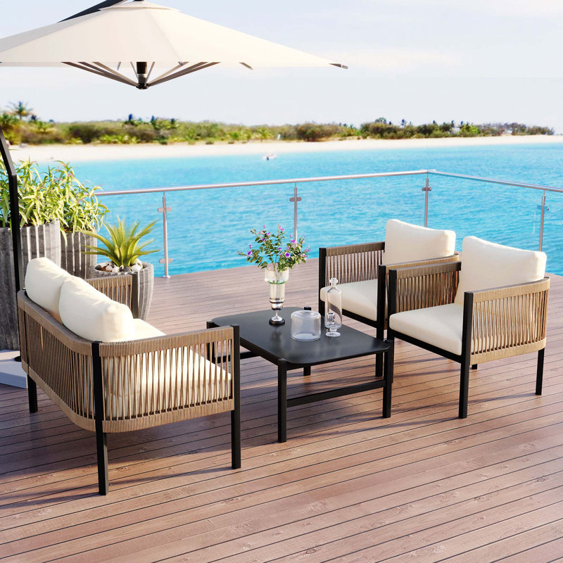 Multi-Person Outdoor Sofa Combination With 1 Table, Beige