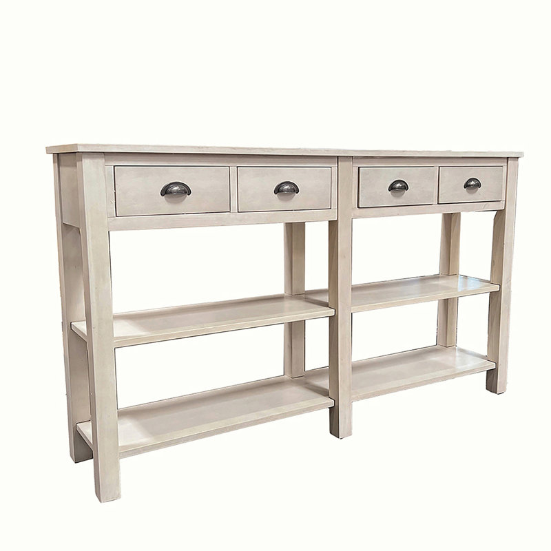 Oscar Transitional 4-Drawer Rectangular Console Table in Cream, 35" H x 60" W x 12" D