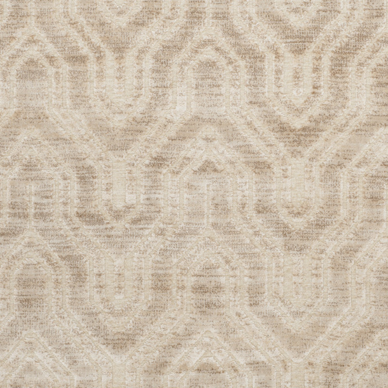 Stone Geometric Viscose and Wool Rectangular Rug