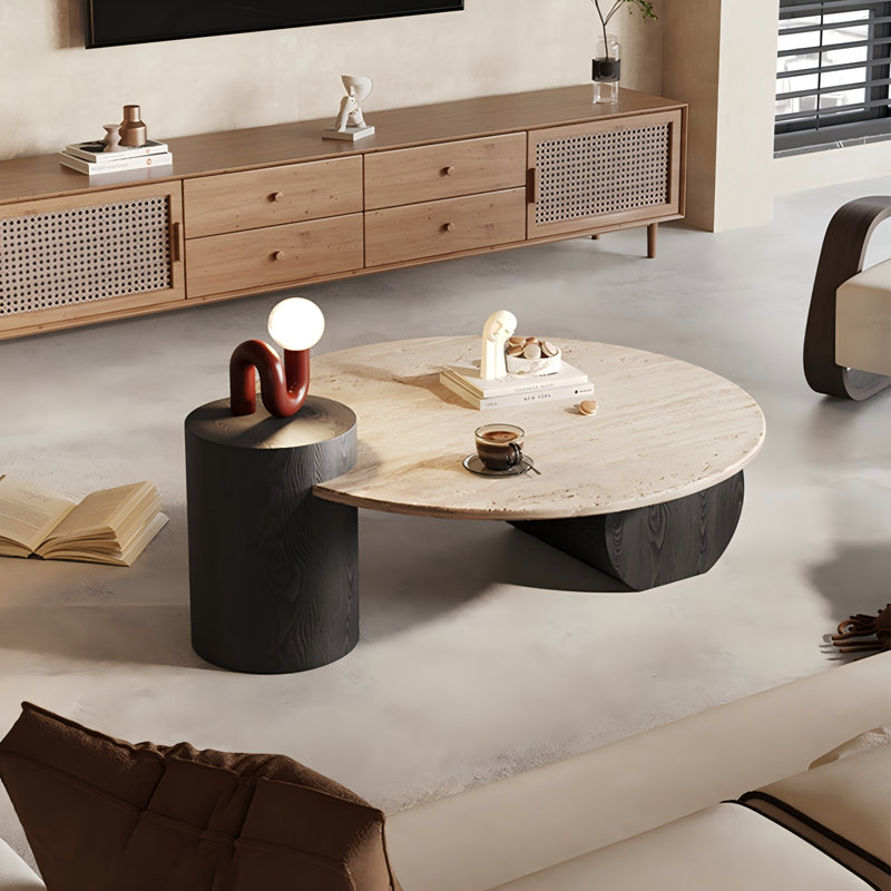 Table basse de 31,5 po de couleur bois simple et table de salle à manger en bois massif, H 13,78 po x L 31,5 po x l 31,5 po 