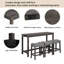 Streamlined Dark Grey 4-Piece Bar Table Set, 3 Padded Stools With Power Outlet For Den Living Room Home Bar-1815488319