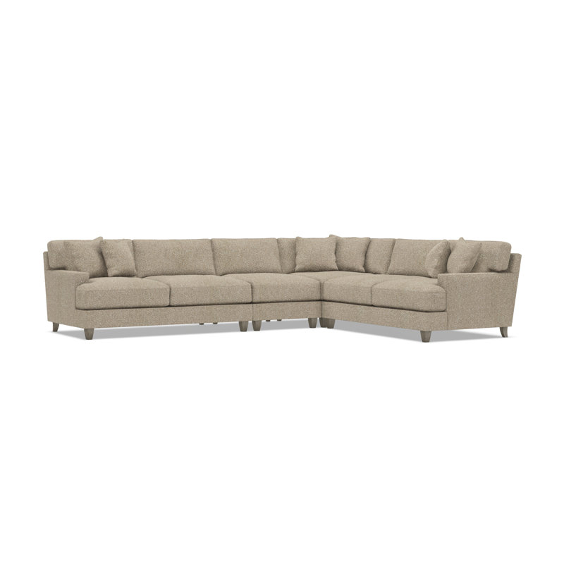 Mila Sectional, Light Brown Polyester, 33.5" H x 137" W x 107" D, Right Hand Facing