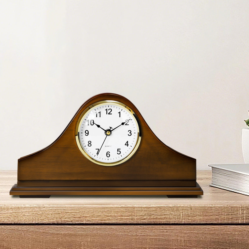 Wood Mantel Clock With Hidden Storage