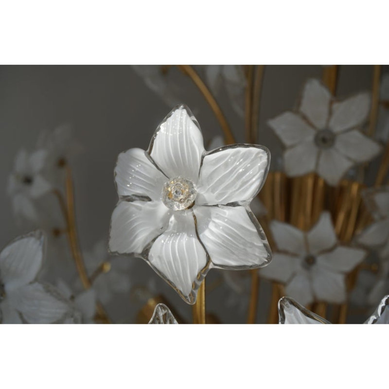 Murano Classic Traditional Flower Bouquet I? Glass Gilt Chandelier, Bronze, Clear, 17" Diameter x 17" Height