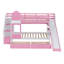 Twin-Over-Twin Castle Style Bunk Bed With 2 Drawers 3 Shelves And Slide - Pink-945210715-945210725