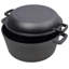 Poêle en fonte pré-assaisonnée 2-en-1 et four à cuisson hollandaise polyvalente, fonte durable, surface pré-assaisonnée, va au four, couvre-poignées en silicone